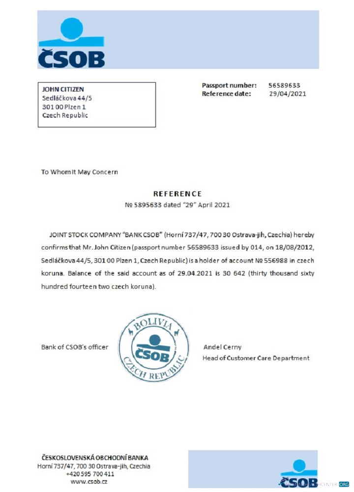 Download Czech Republic CSOB reference Photoshop template